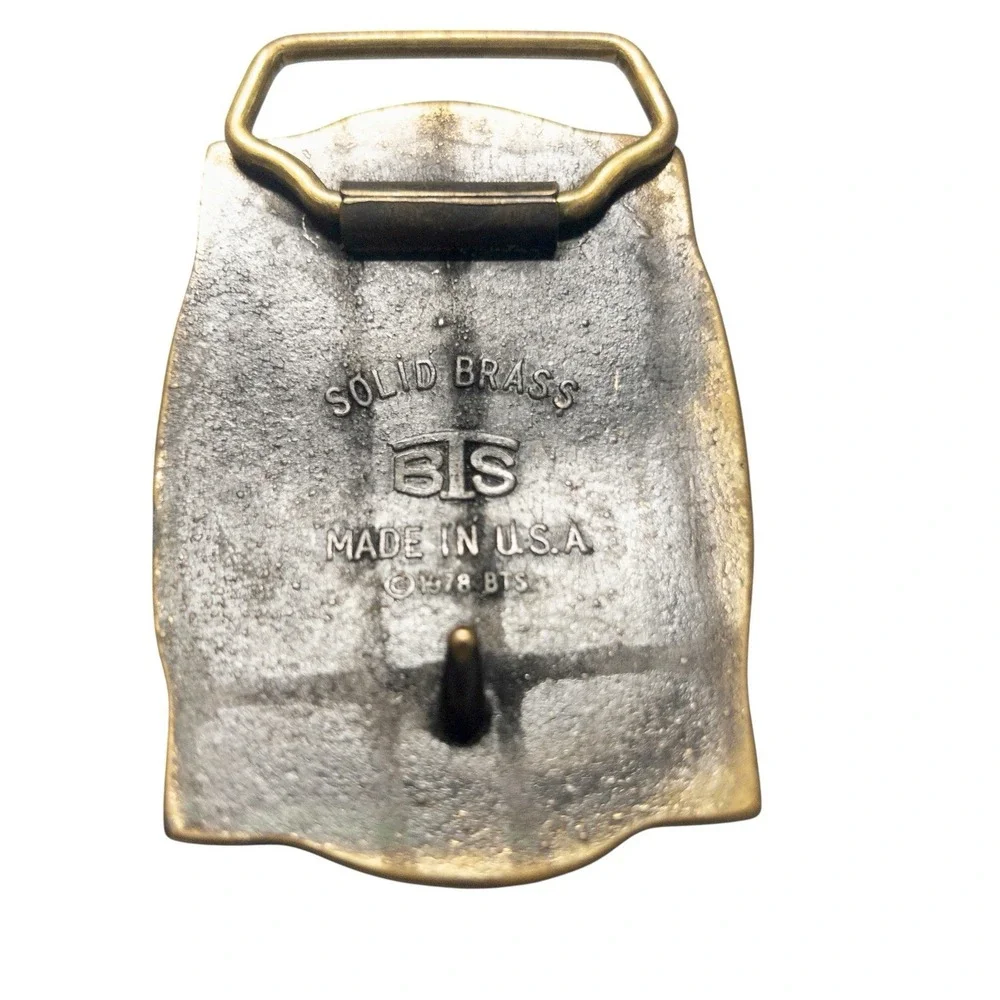 1970s BTS Solid Brass Train Locomotive Engine Belt Buckle Vintage Made‎ In USA